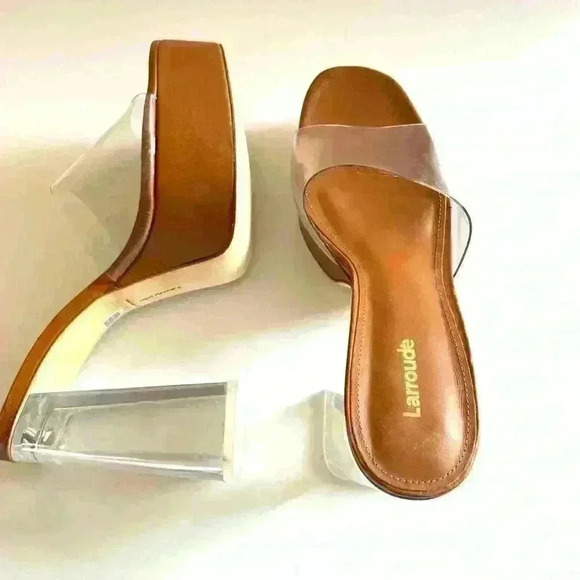 NEW! Larroudé Dolly Lucite Vinyl Platform Mules - Picture 7 of 9